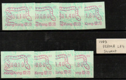 China Hong Kong Machine Label Frama 1989 Snake Machine 01 And 02 Complet Set Free Postage - Nuovi