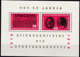 DDR  1966, 1154/55 Block 25, MNH **, Spartakus - 1950-1970