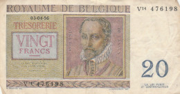 BANCONOTA BELGIO 20 1956  VF (RY1586 - Andere & Zonder Classificatie