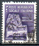 1944 Repubblica Sociale: Monumenti Distrutti - 2ª Emissione Lire 1 Usato - Usati