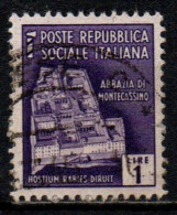 1944 Repubblica Sociale: Monumenti Distrutti - 2ª Emissione Lire 1 Usato - Usati