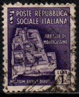 1944 Repubblica Sociale: Monumenti Distrutti - 2ª Emissione Lire 1 Usato - Usati