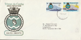 Tristan Da Cunha   .   1977   .   "Ships Crests"   .   2 Stamps On First Day Cover - Tristan Da Cunha