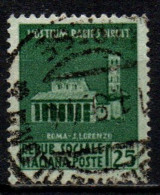 1944 Repubblica Sociale: Monumenti Distrutti - 1ª Emissione 25 Cent. Usato - Used