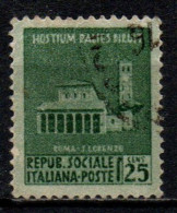 1944 Repubblica Sociale: Monumenti Distrutti - 1ª Emissione 25 Cent. Usato - Gebraucht