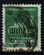 1944 Repubblica Sociale: Monumenti Distrutti - 1ª Emissione 25 Cent. Usato - Usados