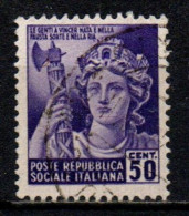 1944 Repubblica Sociale: Monumenti Distrutti - 2ª Emissione 50 Cent. Usato - Usati