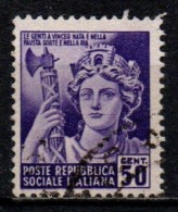 1944 Repubblica Sociale: Monumenti Distrutti - 2ª Emissione 50 Cent. Usato - Oblitérés