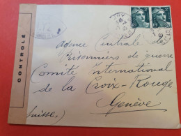 Enveloppe De Cluny Pour La Croix Rouge De Genève En 1945 Avec Contrôle Postal - D 307 - 1921-1960: Moderne