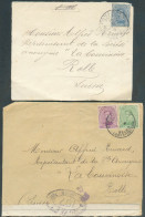 Lot De 2 Doc. Affr. 25c. Obl. Sc PMB  Et PMB 4 (1915) Vers Rolle (Suisse, Dont 1 Avec Bande De Contrôle Postal -  - 2182 - Belgische Armee