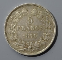 Rareté , 5 Francs 1870 A  , CERES SANS LEGENDE , Etat Superbe - 1870-1871 Governo Di Difesa Nazionale