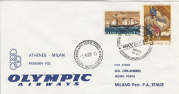 BUSTA GRECIA 1971 OLIMPIC AIRWAIS ATENE MILANO (RY2476 - Briefe U. Dokumente