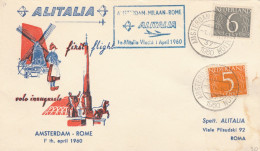 BUSTA PAESI BASSI ALITALIA AMSTERDAMO MILAAN ROME 1960 (RY2386 - Lettres & Documents