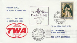 BUSTA VATICANO 1971 VOLO TWA ROMA TEL AVIV (RY2350 - Storia Postale