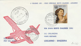 BUSTA 1971 VATICANO DISPACCIO CON IDROVOLANTE SESTO CALENDE LOCARNO (RY2270 - Storia Postale