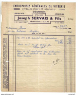 Facture De 1959 Entreprises De Vitrerie Ateliers Joseph SERVAIS & FILS à Chênée Rue Des Mauvaises Vignes Vers LIEGE - Sonstige & Ohne Zuordnung