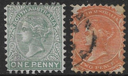 Australia 1868-1875 South Australia Queen Victoria Wm2 Perf10 Mi N.33-34 Complete Set US - Used Stamps