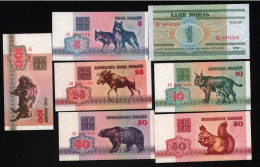 7 Pcs Different  Belarus 1(2000)-5-10-25-50-50-100 Rubles 1992 Unc - Belarus