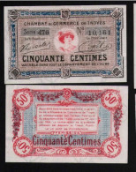 France Chamber Of Commerce Troyes 50 Cinquante Centimes Unc Unc Aunc 1.1.1926 Seria 476 - Chambre De Commerce