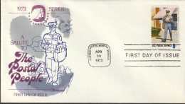 USA   .   1973   .   "A Salute To The Postal People" #2  .   1 Stamp On First Day Cover - Brieven En Documenten