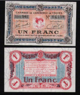 France Chamber Of Commerce Troyes 1 Un Franc Unc  1.1.1926 Seria 541 - Chambre De Commerce