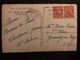 CP TP MERCURE 30c Paire OBL.MEC.9 II 1945 PARIS XI LE PAPIER EST RARE - 1938-42 Mercure