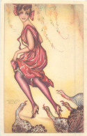 CPA Illustrateurs Carte Fantaisie Femme Poursuivie Par Des Dindons Signée ADOLFO BUSI - Busi, Adolfo