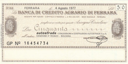 MINIASSEGNO BANCA CREDITO FERRARA 500 AUTOSTRADE -FDS (RY5090 - [10] Assegni E Miniassegni