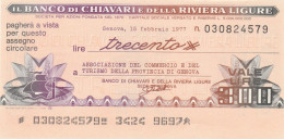 MINIASSEGNO BANCA CHIAVARI 300 ASS COMM GE -FDS (RY5088 - [10] Cheques En Mini-cheques