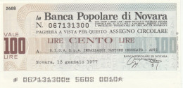 MINIASSEGNO B.POPOLARE NOVARA 100 SISA -FDS (RY5092 - [10] Cheques Y Mini-cheques