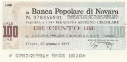 MINIASSEGNO B.POPOLARE NOVARA 100 DIST CANELLESE -FDS (RY5081 - [10] Cheques Y Mini-cheques