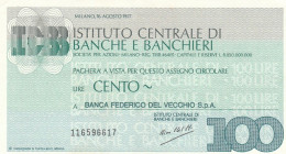 MINIASSEGNO ICBB 100 B.FEDERICO DEL VECCHIO -FDS (RY5078 - [10] Cheques En Mini-cheques