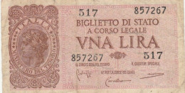 BANCONOTA ITALIA BIGLIETTO DI STATO L.1 VF (RY5024 - Italia – 1 Lira