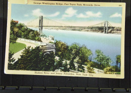 USA: Ansichtskarte Von New York City Mit George Washington Bridge, Fort Tryson Park, Riverside Drive  Um 1930 - Hudson River