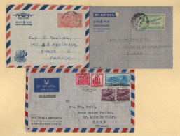 Inde - Lot De 2 Aerogrammes + 1 Lettre - Cartas & Documentos
