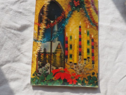 3d 3 D Lenticular Stereo Postcard Christmas Candles 1976  A 227 - Cartoline Stereoscopiche