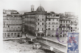 FOTO FIRENZE ALLUVIONATA 1966 CON 50 C. ITALIA AL LAVORO SOVRASTAMPATO (RY8321 - Inundaciones