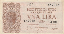 BANCONOTA UNA LIRA BIGLIETTO STATO EF (RY5716 - Regno D'Italia – 1 Lire