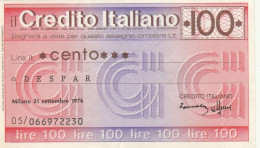 MINIASSEGNO CREDITO ITALIANO L.100 DESPAR CIRCOLATO (RY5649 - [10] Cheques En Mini-cheques