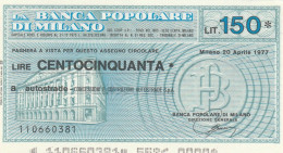 MINIASSEGNO B.POP MILANO L.150 AUTOSTRADE FDS (RY5631 - [10] Chèques