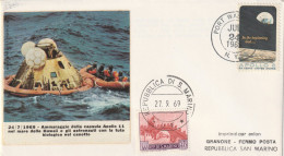 LETTERA SAN MARINO 1969 AMMARAGGIO CAPSULA APOLLO 11 CONGIUNTA USA (RY7699 - Lettres & Documents