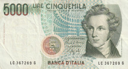 BANCONOTA ITALIA LIRE 5000 BELLINI VF (RY7675 - 5000 Liras