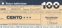 MINIASSEGNO BANCO AMBROSIANO L.100 LA CENTRALE FDS (RY5605 - [10] Cheques Y Mini-cheques