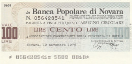 MINIASSEGNO BP NOVARA L.100 ASCOMM NO FDS (RY5599 - [10] Cheques Y Mini-cheques