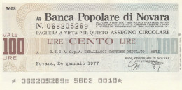 MINIASSEGNO BP NOVARA L.100 SISA FDS (RY5595 - [10] Cheques Y Mini-cheques