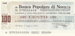 MINIASSEGNO BP NOVARA L.100 PAOLETTI FDS (RY5597 - [10] Cheques Y Mini-cheques