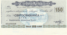 MINIASSEGNO CREDITO ARTIGIANO L.150 STAR FDS (RY5596 - [10] Cheques Y Mini-cheques