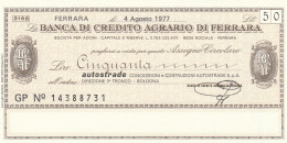 MINIASSEGNO B.CREDITO FE  L.50 AUTOSTRADE FDS (RY5576 - [10] Assegni E Miniassegni