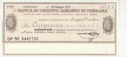 MINIASSEGNO B.CREDITO FE  L.50 AUTOSTRADE FDS (RY5578 - [10] Checks And Mini-checks