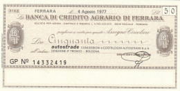 MINIASSEGNO B.CREDITO FE  L.50 AUTOSTRADE FDS (RY5575 - [10] Checks And Mini-checks